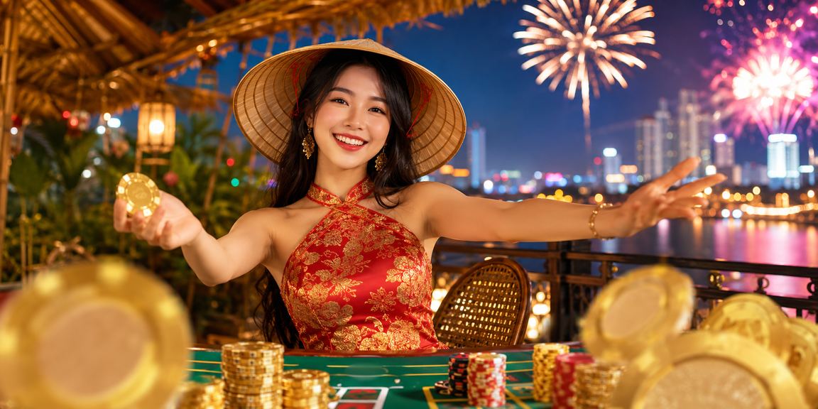 Người chơi Hà Nội tham gia baccarat live casino với nón lá truyền thống